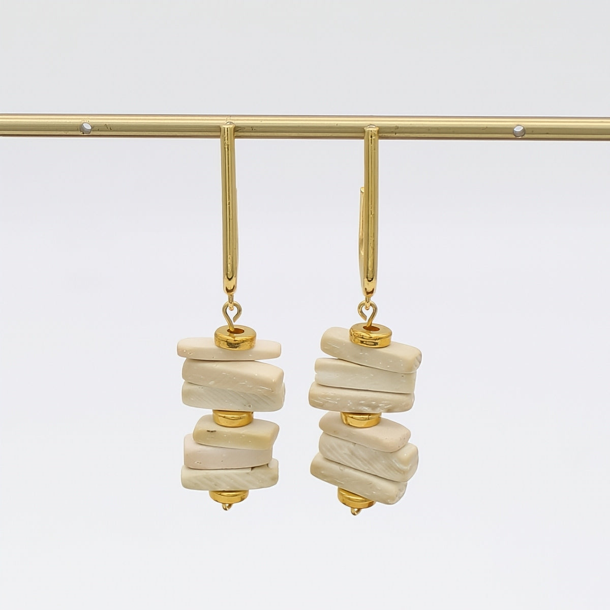 Ivory Stacked Drop Earrings - Sylca Designs - Chunky Jewelry 