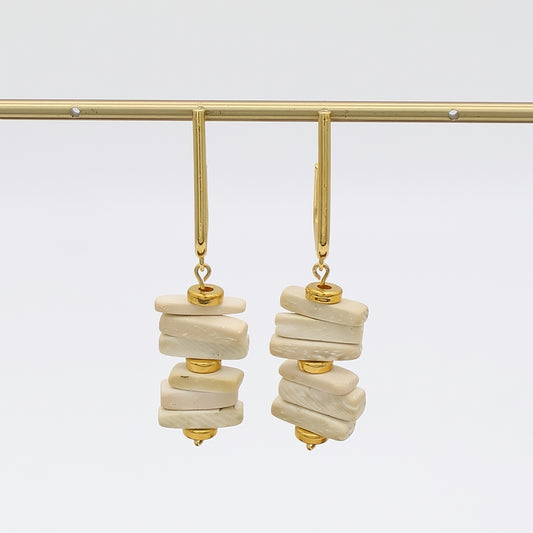 Ivory Stacked Drop Earrings - Sylca Designs - Chunky Jewelry 