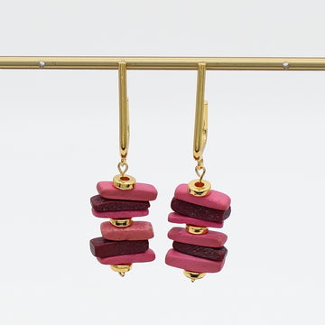 Pink Stacked Drop Earrings - Sylca Designs