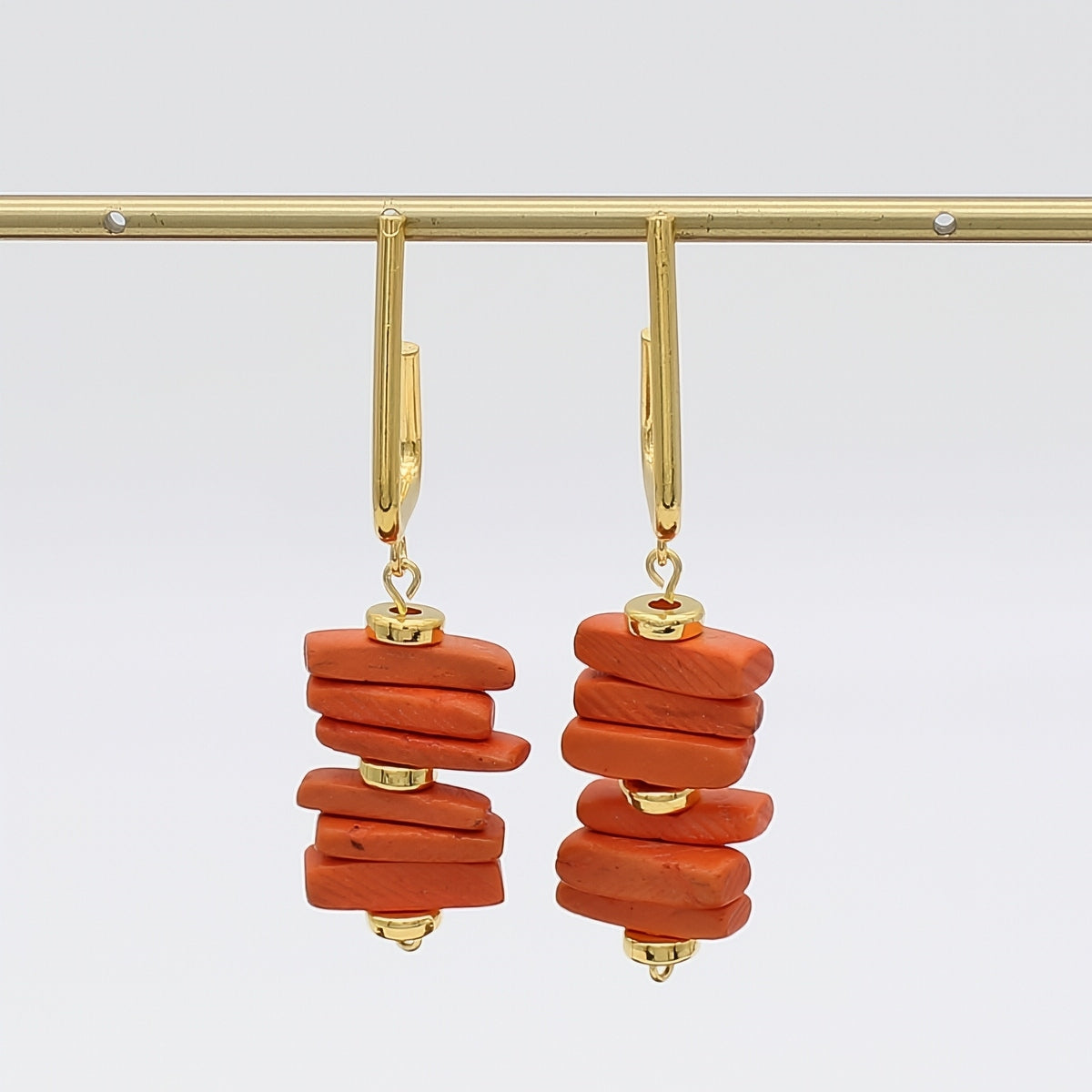 Orange Stacked Drop Earrings - Sylca Designs - Chunky Jewelry 