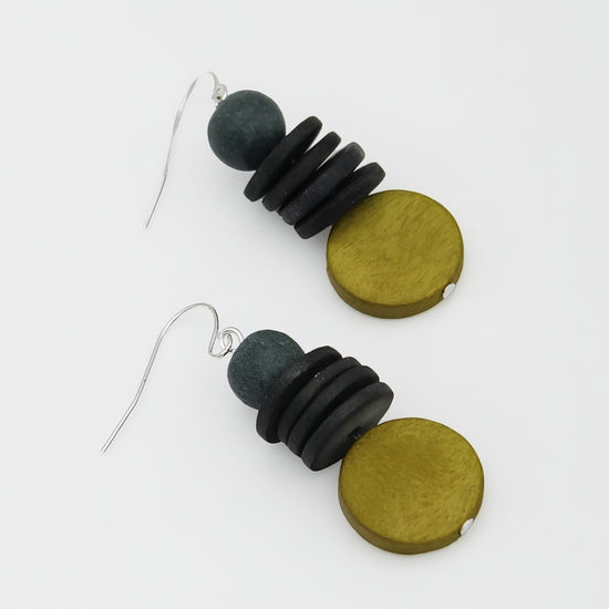 Gray and Lime Dusk Earrings - Sylca Designs - Chunky Jewelry 