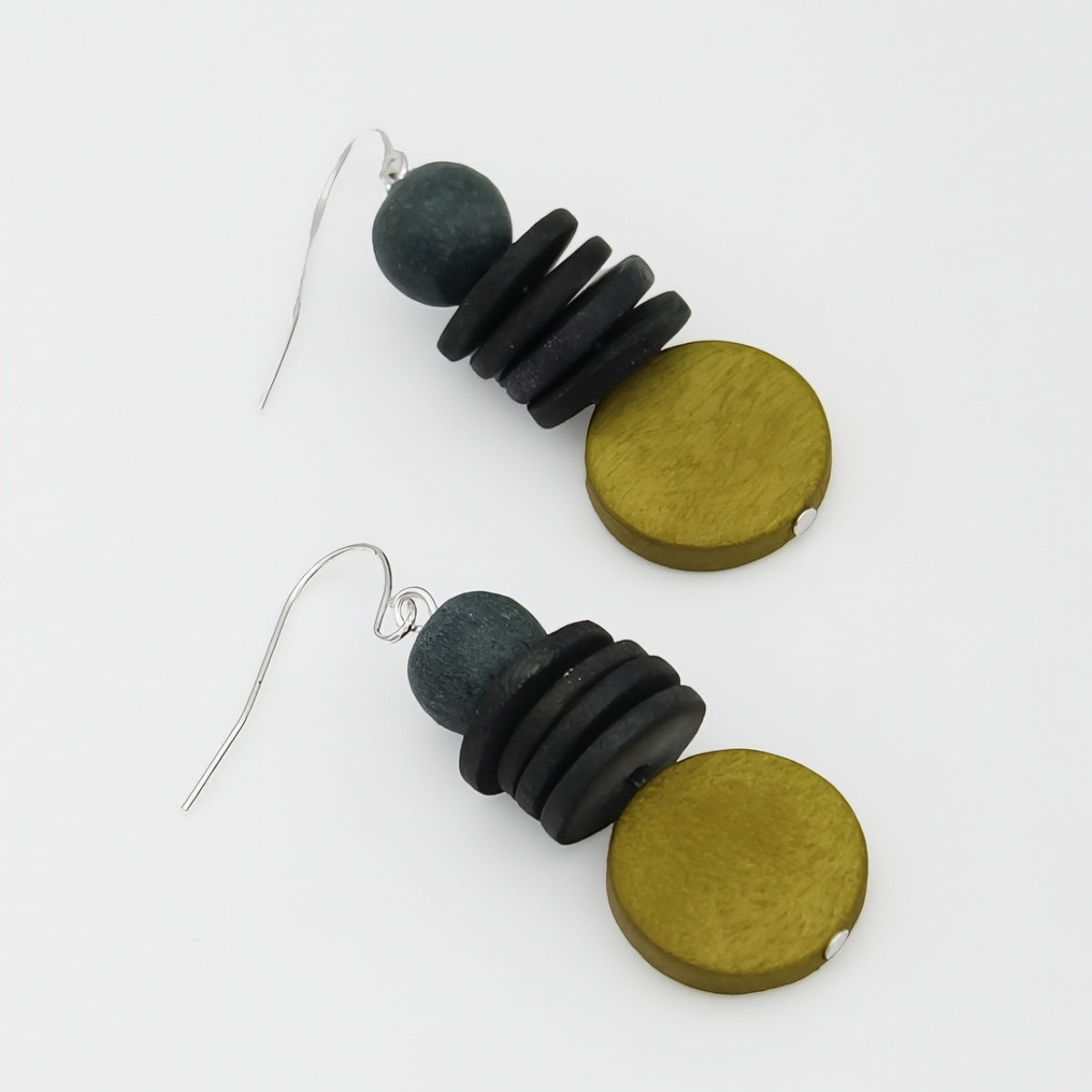 Gray and Lime Dusk Earrings - Sylca Designs - Chunky Jewelry 