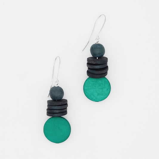 Teal and Gray Dusk Earrings