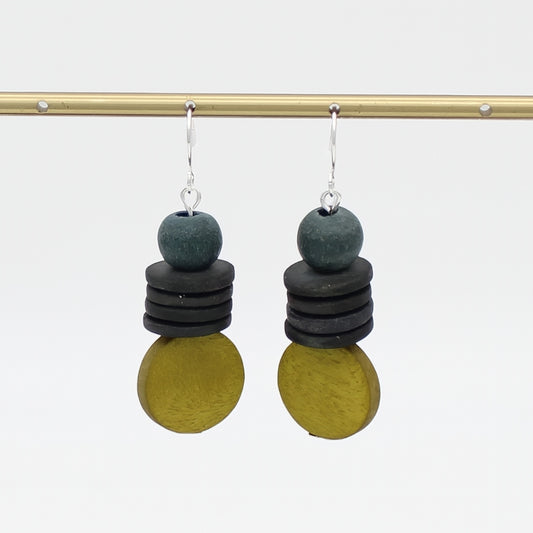 Gray and Lime Simple Stack Earring