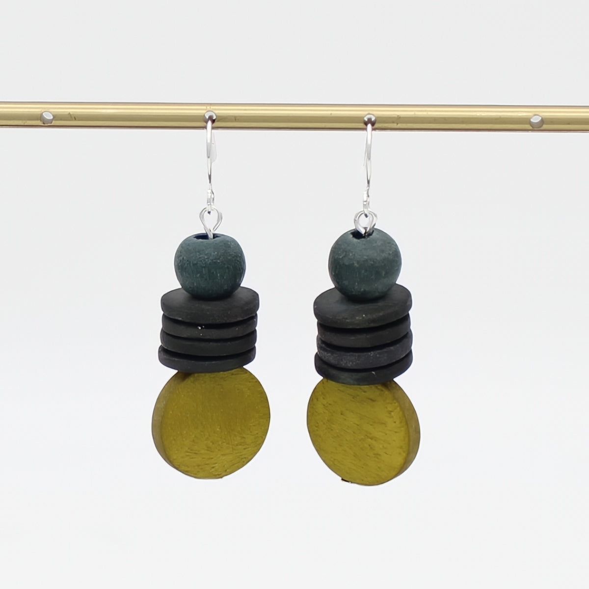 Gray and Lime Dusk Earrings - Sylca Designs