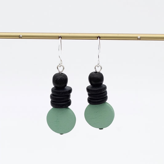 Mint and Black Dusk Earrings