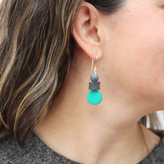 Teal and Gray Dusk Earrings