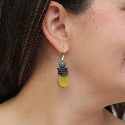 Gray and Lime Dusk Earrings - Sylca Designs