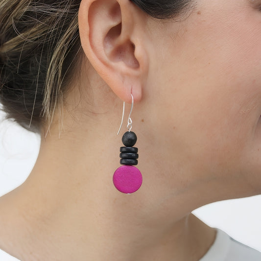 Fuchsia and Black Dusk Earrings