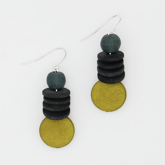Gray and Lime Simple Stack Earring