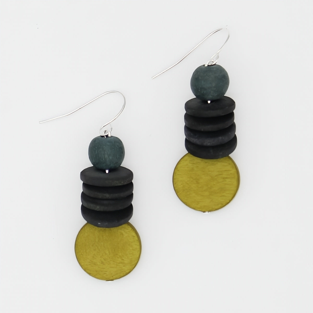 Gray and Lime Dusk Earrings - Sylca Designs - Chunky Jewelry 