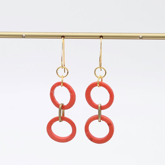 Coral Double Link Drop Earrings