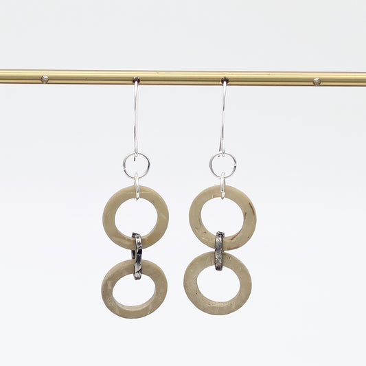 Taupe Double Link Drop Earrings