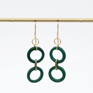 Emerald Double Link Drop Earrings