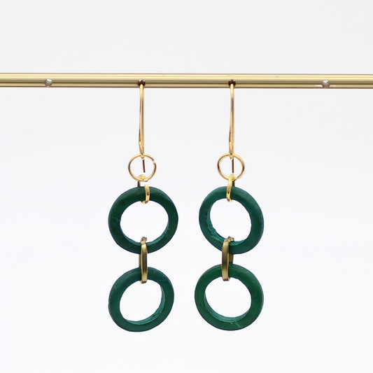 Emerald Double Link Drop Earrings