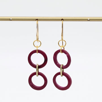 Fuchsia Double Link Drop Earrings