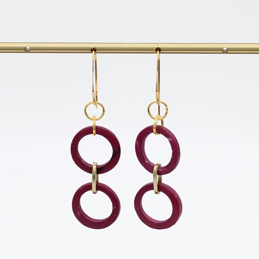 Fuchsia Double Link Drop Earrings