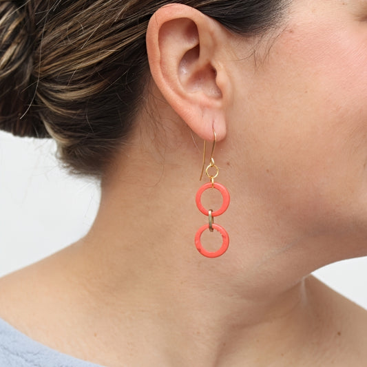 Coral Double Link Drop Earrings