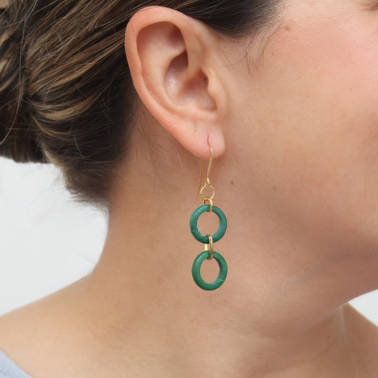 Emerald Double Link Drop Earrings