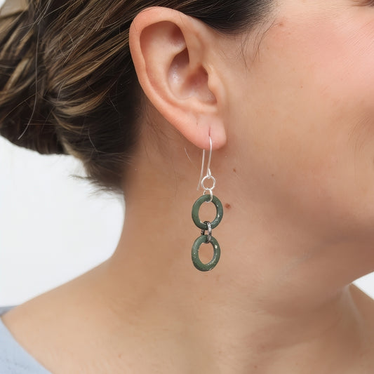 Olive Double Link Drop Earrings