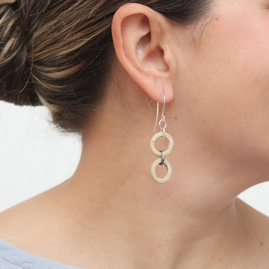 Taupe Double Link Drop Earrings