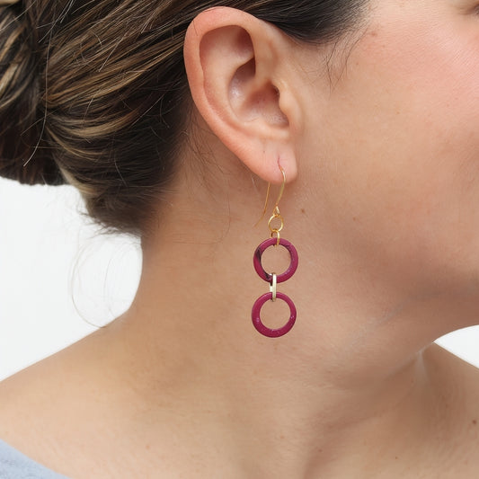 Fuchsia Double Link Drop Earrings