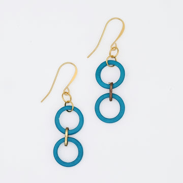 Blue Double Link Drop Earrings
