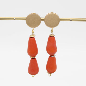 Orange Driftwood Teardrop Earring