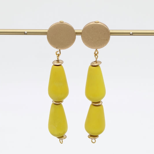 Yellow Driftwood Teardrop Earring