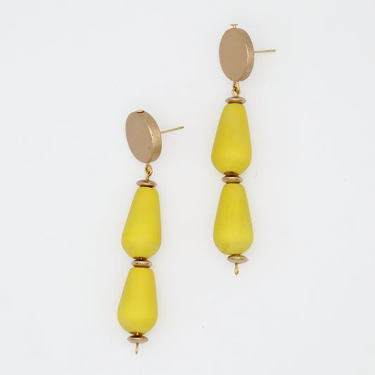 Yellow Driftwood Teardrop Earring