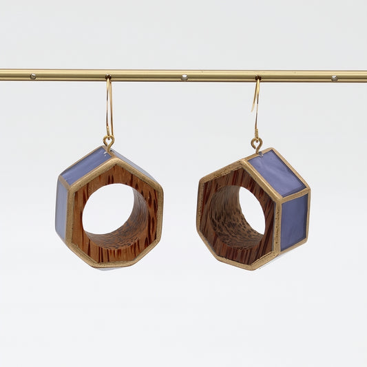 Periwinkle Geo Hexagon Earring