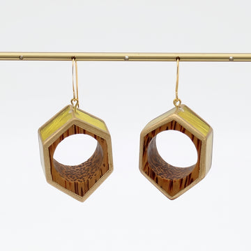 Yellow Geo Hexagon Earring