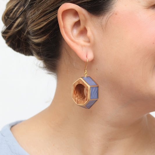 Periwinkle Geo Hexagon Earring