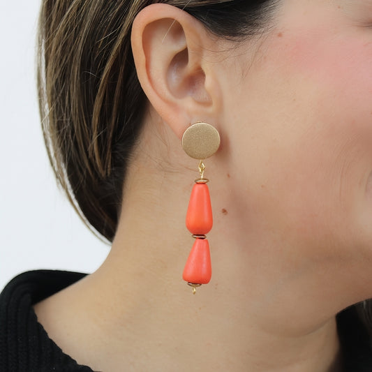 Orange Driftwood Teardrop Earring