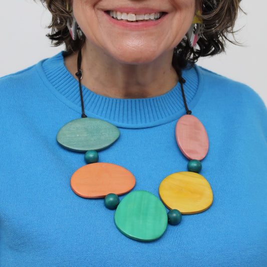 Colorful Jovie Wood Bead Statement Necklace
