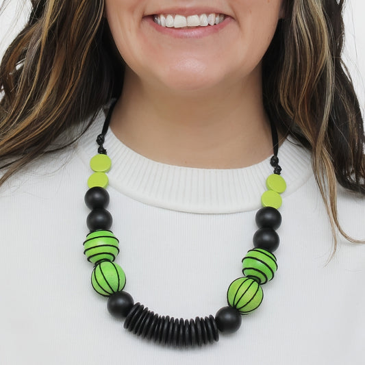 Wild Lime Mixed Media Statement Necklace