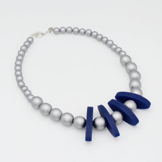 Silver and Blue Mirage Necklace - Sylca Designs - Chunky Jewelry 