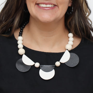 White Rae Half Moon Leather Statement Necklace