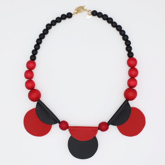 Ruby Rae Half Moon Leather Statement Necklace