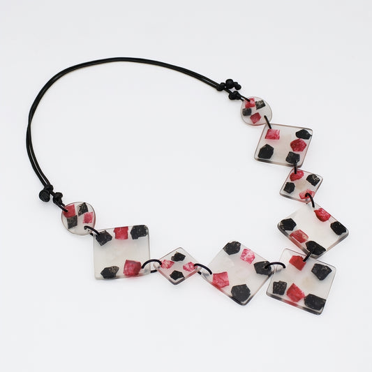 Geometric Crimson Frost Necklace