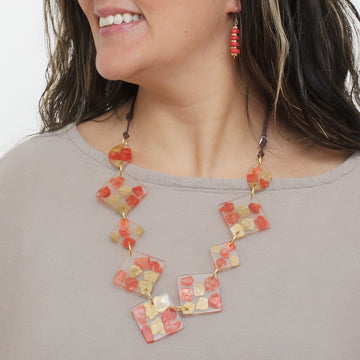 Geometric Amber Frost Necklace