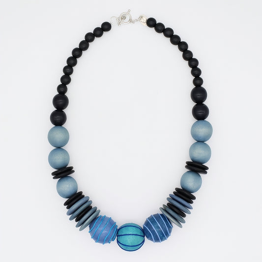 Blue Elowen Bead Statement Necklace - Sylca Designs