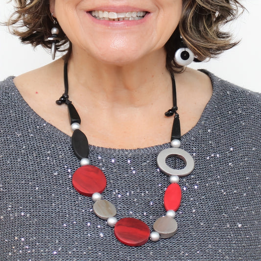 Cabernet Chrome Statement Necklace