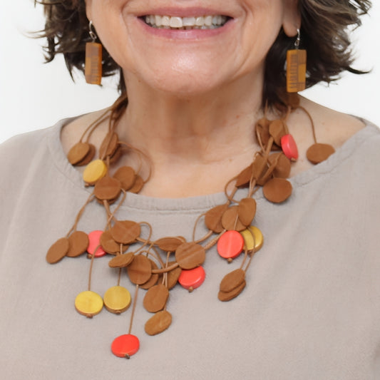 Urban Brown Leather Dangle Necklace