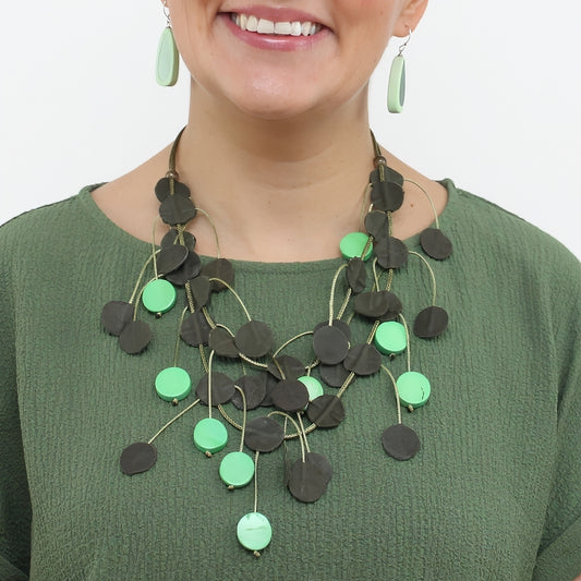 Urban Olive Leather Dangle Necklace
