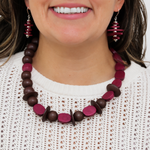 Mulberry and Chocolate Wood Statement Necklace