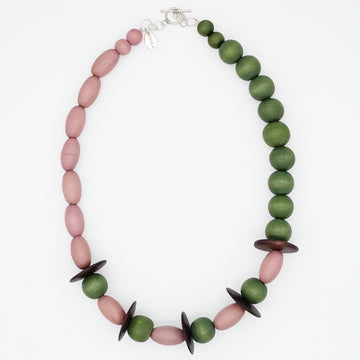 Verdant Blush Wood Statement Necklace