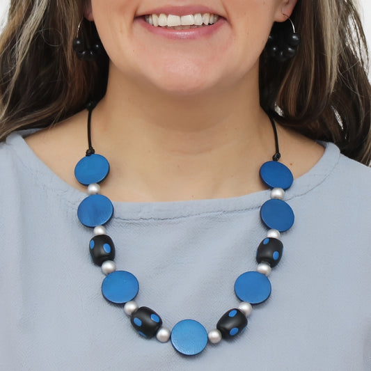 Black and Blue Dottie Necklace