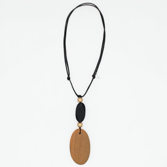 Ebony Drift Oval Pendant Necklace