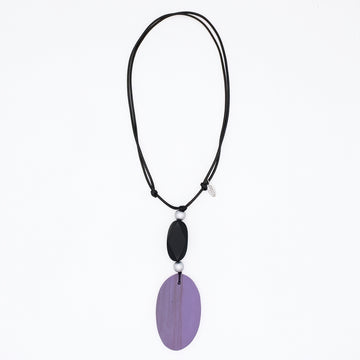 Purple Drift Oval Pendant Necklace